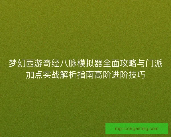 梦幻西游奇经八脉模拟器全面攻略与门派加点实战解析指南高阶进阶技巧